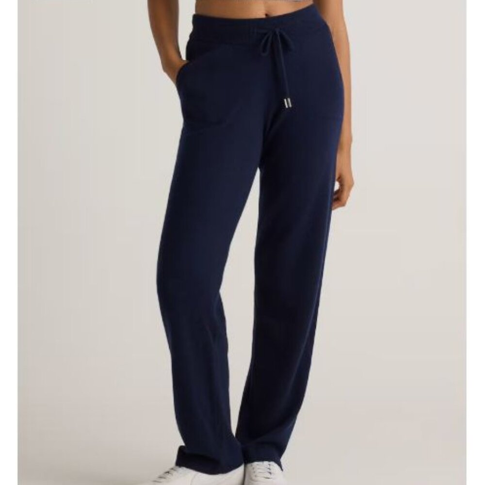 NWT New $130 Quince BLACK 100% Mongolian Cashmere Straight Leg Pants SMALL